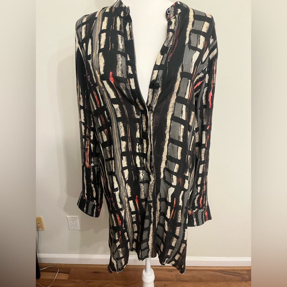 **ASOS** Abstract Patterned Long-Sleeve Button-Down Dress